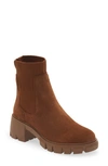 Steve Madden Hayle Chestnut Suede Slip-on Platform Chelsea High Heel Boots In Brown