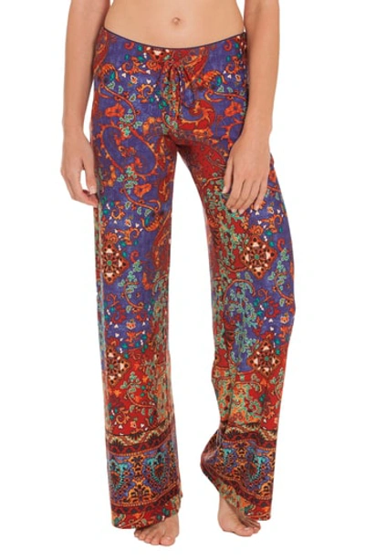 In Bloom By Jonquil Mosaic Print Pants In Pomegranate/ Royal Blue