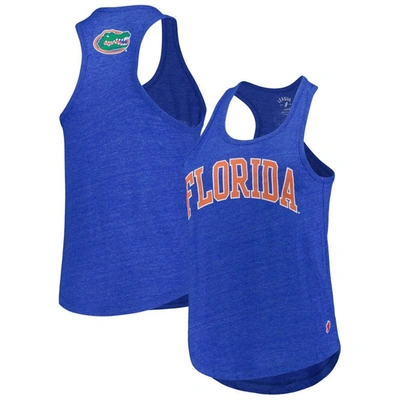 League Collegiate Wear Heather Royal Florida Gators Two-hit Intramural Tri-blend Scoop Neck Racerbac