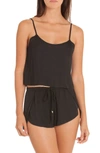 In Bloom By Jonquil Byzantine Washed Satin Short Pajamas In Black