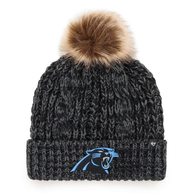 47 ' Black Carolina Panthers Logo Meeko Cuffed Knit Hat With Pom