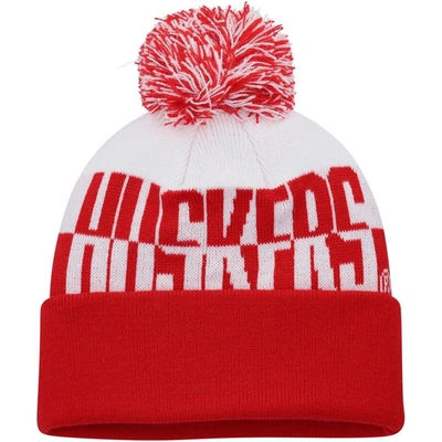 Adidas Originals Men's Adidas Scarlet And White Nebraska Huskers Colorblock Cuffed Knit Hat With Pom In Scarlet,white