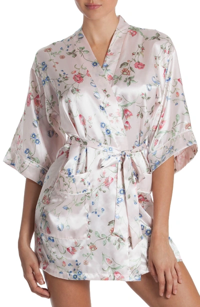 In Bloom By Jonquil Floral Print Satin Robe In Botanical Breeze-pink Ground
