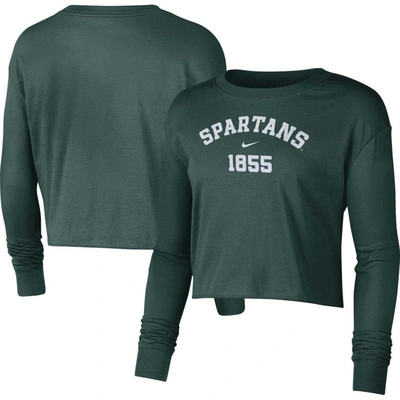 Nike Green Michigan State Spartans Est. Cropped Long Sleeve T-shirt