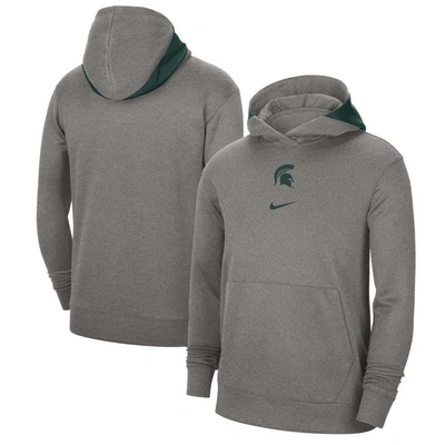 Nike Heather Gray Michigan State Spartans Team Basketball Spotlight Performance Pullover Hoodie In Grey
