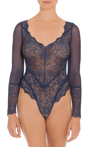 In Bloom By Jonquil Thong Lace Teddy In Navy