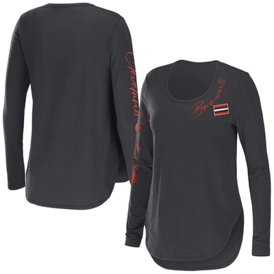 Wear By Erin Andrews Heather Charcoal Cleveland Browns Team Scoop Neck T-shirt