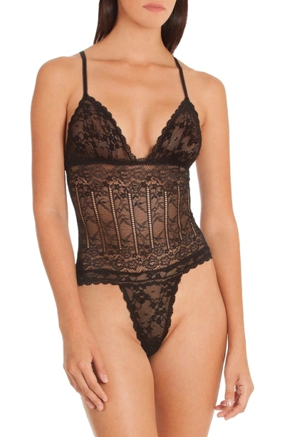 In Bloom By Jonquil Livia Lace Thong Teddy In Black