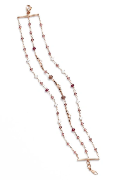 Nadri Multistrand Crystal & Stone Bracelet In Ruby/ Choco/ Pink