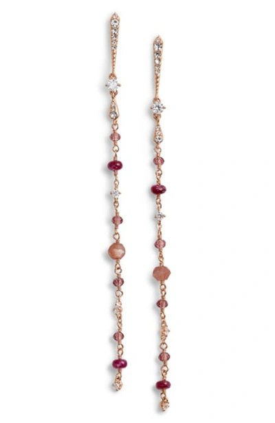 Nadri Crystal & Semiprecious Stone Drop Earrings In Ruby/ Choco/ Pink