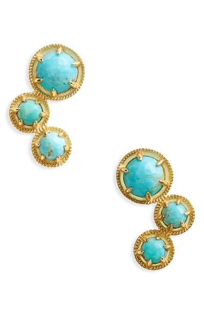 Nadri Cleo Doublet Ear Crawlers In Turquoise/ Gold
