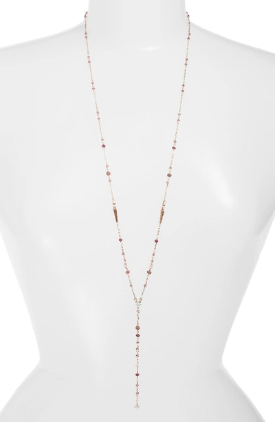 Nadri Crystal & Stone Y-necklace In Ruby/ Choco/ Pink