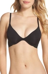 On Gossamer Beautifully Basic Lace Trim Underwire Plunge Bra In Black