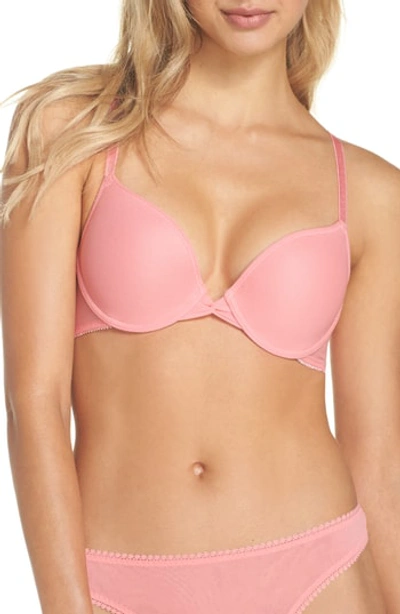 On Gossamer 'bump It Up' Underwire Push-up Bra In Strawberry