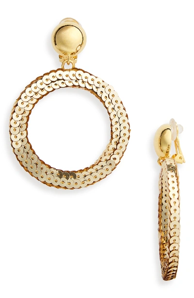 Oscar De La Renta Sequin Drop Earrings In Gold