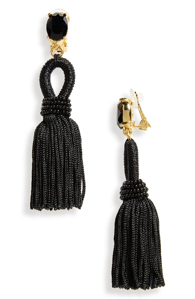 Oscar De La Renta Silk Tassel Drop Earrings In Black