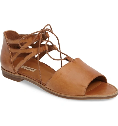 Paul Green Morea Lace-up Sandal In Cuoio Leather