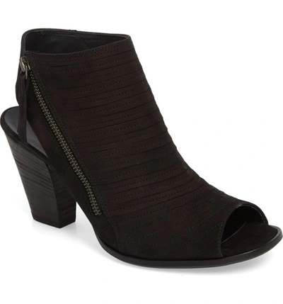 Paul Green 'cayanne' Leather Peep Toe Sandal In Black Suede