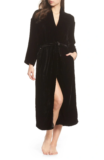 Ragdoll Long Velvet Robe In Black