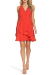 Adelyn Rae Asymmetrical Crepe Fit & Flare Dress In Red