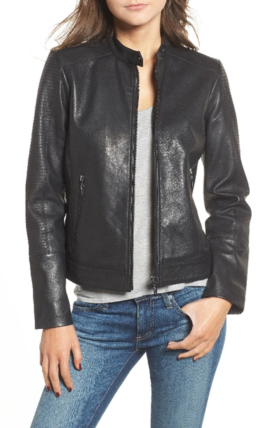 Bernardo Kirwin Leather Moto Jacket In Black
