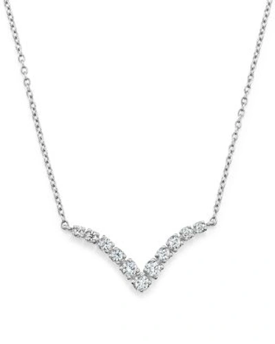 Bloomingdale's Diamond V Pendant Necklace In 14k White Gold, .20 Ct. T.w. - 100% Exclusive