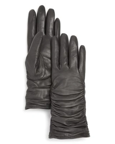 Bloomingdale's Leather Glove With Ruching - 100% Exclusive In Gray