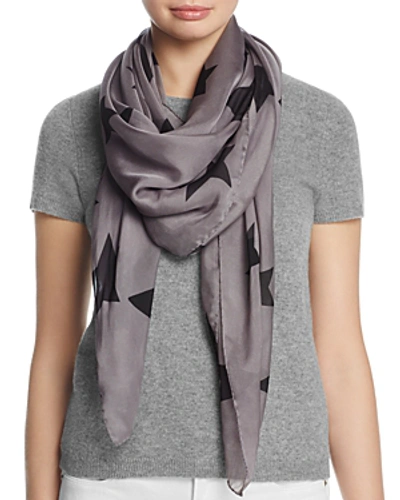 Helene Berman Large Stars Silk Scarf In Gray/black