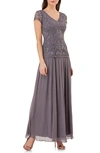 Js Collections Soutache Applique Gown In Slate
