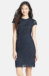 Js Collections Scroll Embroidered Dress In Navy