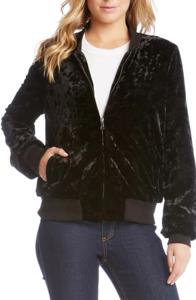 Karen Kane Velvet Bomber Jacket In Black