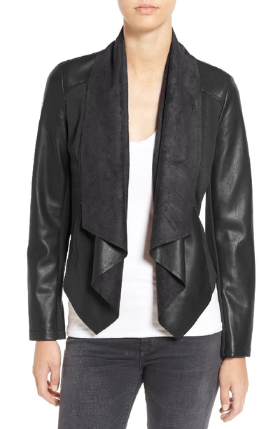 Kut From The Kloth 'ana' Faux Leather Drape Front Jacket In Black