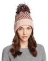 Kyi Kyi Knit Multi-color Pom-pom Beanie In Dove/multi