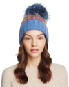 Kyi Kyi Knit Multi-color Pom-pom Beanie In Harbour Blue/multi