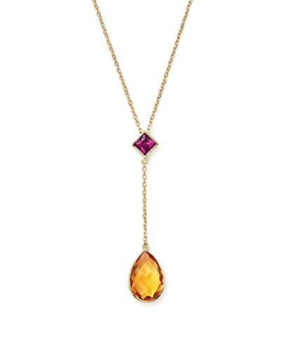 Olivia B 14k Yellow Gold Citrine Teardrop & Rhodolite Garnet Y Necklace, 15 - 100% Exclusive In Yellow/pink