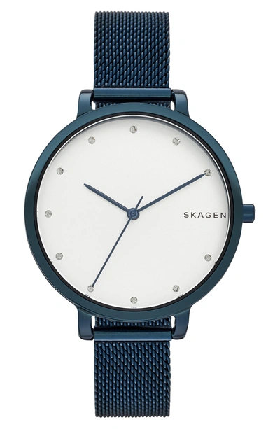 Skagen Women's Blue Stainless Steel Mesh Bracelet Watch 34mm Skw2579