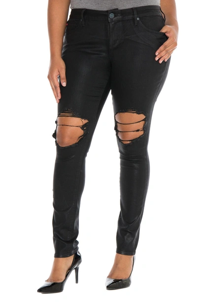 Slink Jeans Destroyed Coated Skinny Jeans In Silvia