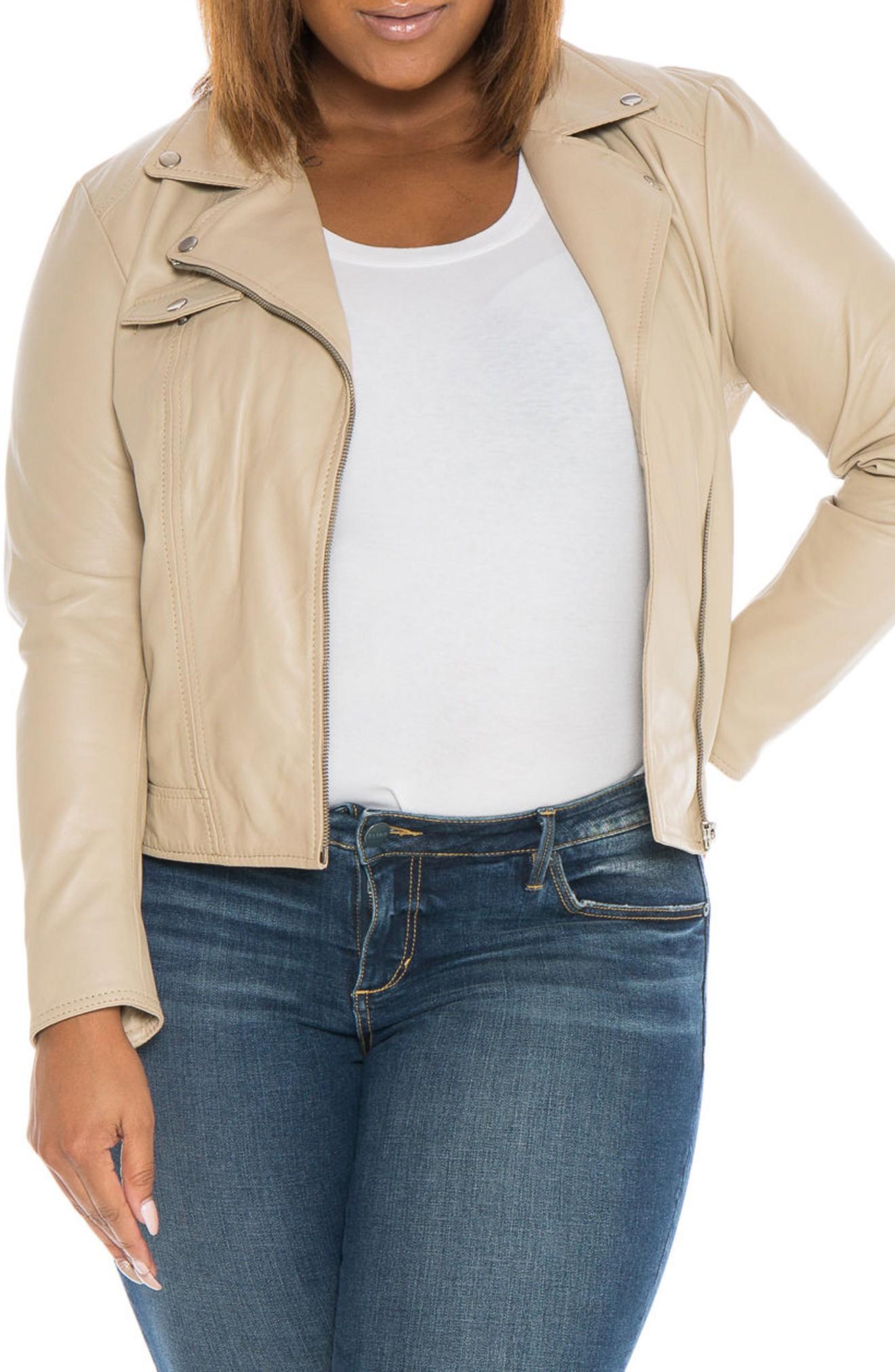 slink jeans leather moto jacket