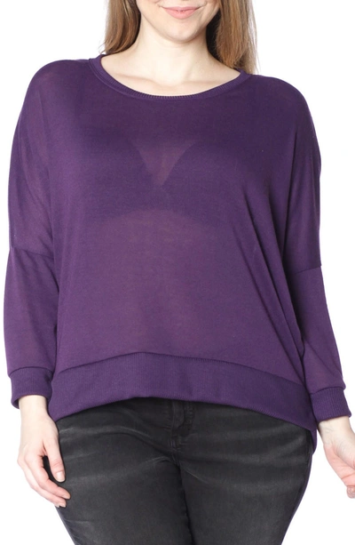Slink Jeans Dolman Sleeve Ribbed Pullover In Plum