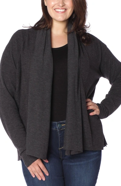 Slink Jeans Draped Open Cardigan In Charcoal