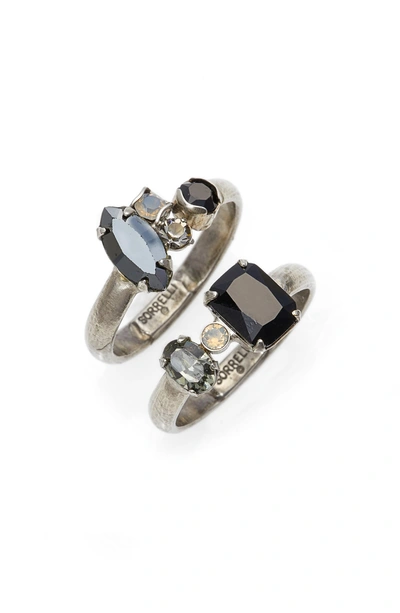 Sorrelli Double Up Two-piece Stackable Ring Set In Black