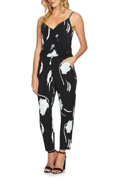 1.state Printed Wrap-front Jumpsuit In Mint Leaf