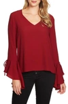 1.state Cascade Sleeve Blouse In Currant Red