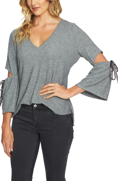 1.state Cozy Slit Sleeve Top In 001-pewter Hthr