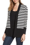 Anne Klein Patch Pocket Cardigan In Black/ White