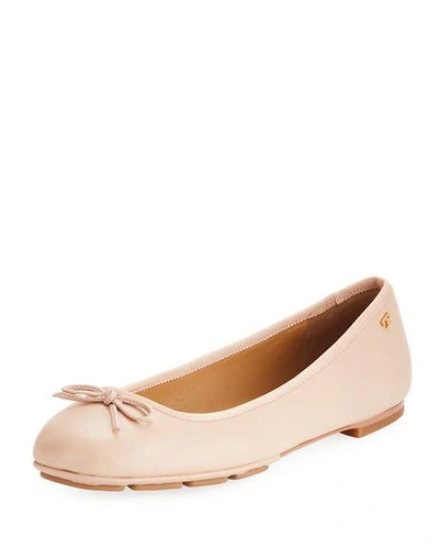Tory Burch Laila 2 Leather Driver Ballet Flat In Perfect Blush/ Perfect Blush