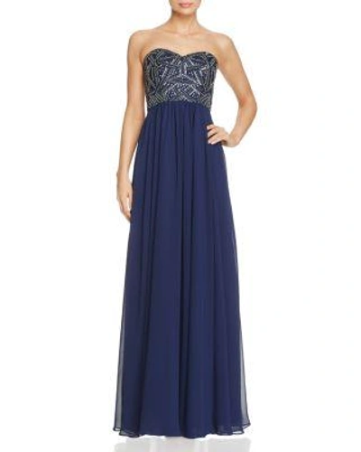Decode 1.8 Embellished Bodice Gown In Navy
