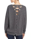Aqua Cashmere Lace Up Back Sweater - 100% Exclusive In Heather Grey