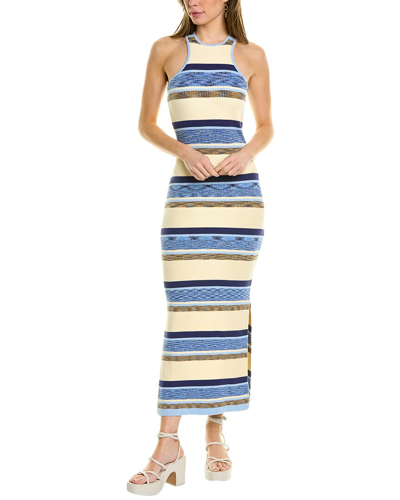 Solid & Striped The Sia Space-dye Striped Midi Dress In Blue