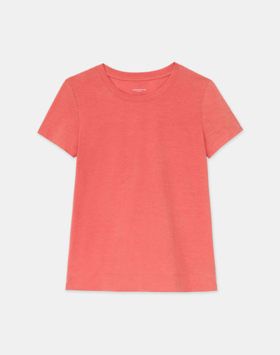 Lafayette 148 Modern Short-sleeve Cotton Jersey Tee In Vibrant Coral